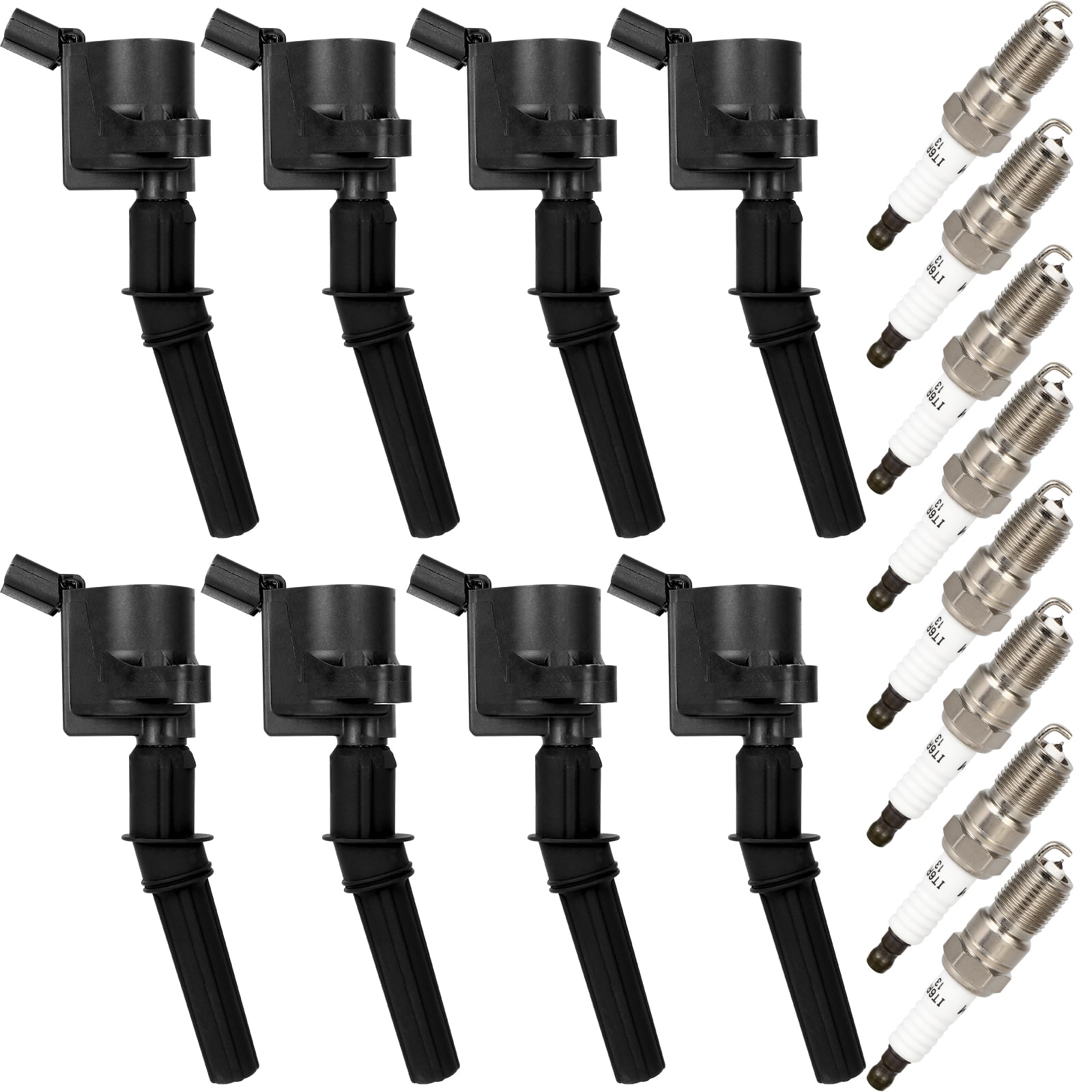 SCITOO Ignition Coil Coils Pack Iridium Spark Plugs fit for F-150 for F-250 for Mustang for Lincoln for Mercury for Explorer DG508 set of 8 Ignition Coil Coils Pack Iridium Spark Plugs