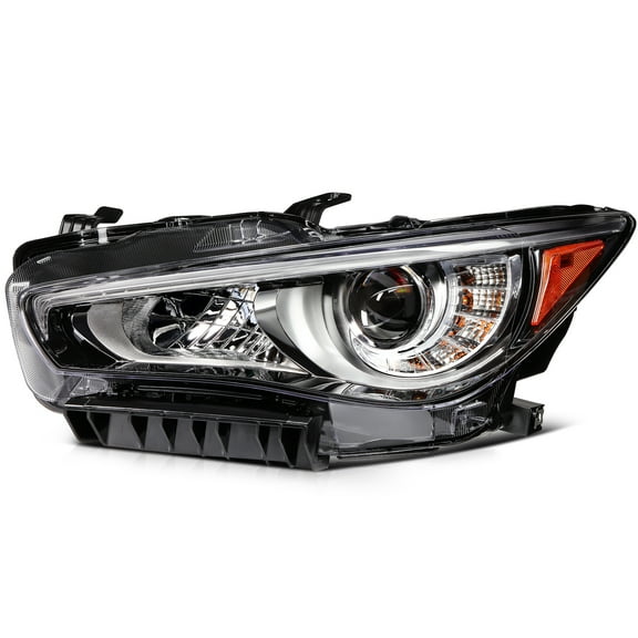 SCITOO LED Headlight Assembly Fit 2014-2017 for Infiniti Q50 Black Housing Amber Reflector Left Side Headlight 260604HB0B