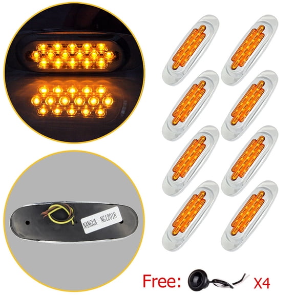 SCITOO Marker Lights 8Pcs 16LED Yellow Side Marker Clearance Light Bulbs +4x Red Side Marker Light Replacement fit for Truck Bus Boat SUV ATV TrailerÂ&nbsp;Indicator Light (Total 12 Pcs)