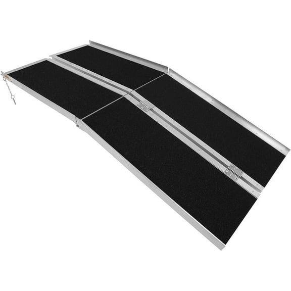 SCITOO Multifold Wheelchair Ramp 8ft Non Skid Threshold Ramp Aluminum Foldable Mobility Scooter Ramp Handicap Ramp for Steps, Home, Stairs, Doorways