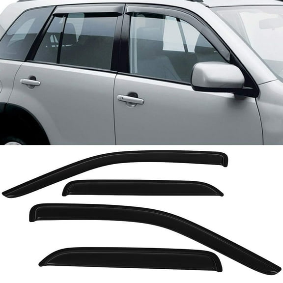 SCITOO Outside Mount Window Visor Deflector Rain Guard Dark Smoke, 4 Pcs Set Fit for 2001-2012 for Ford Escape