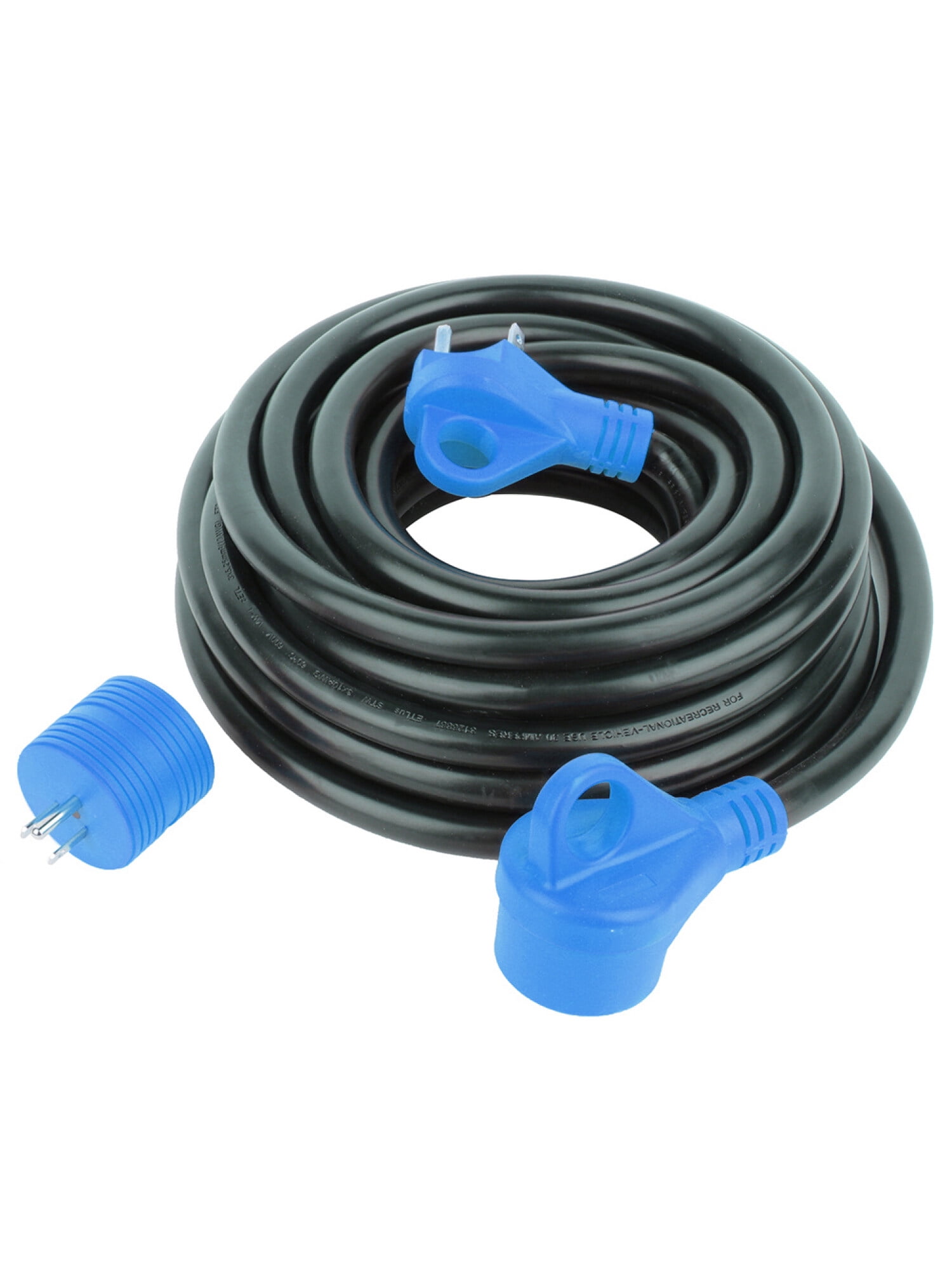 SCITOO RV Extension Cord 30 Amp 30 FT, 6AWG3C + 8AWG1C with Grip Handle LED Power Indicator NEMA TT-30P Male and NEMA TT-30R Female Plug for RV Trailer Campers Caravan, ETL/CETL Listed