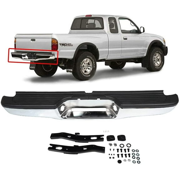 SCITOO Rear Step Bumper Replacement for 1995-2004 for Toyota Tacoma Chrom 2283598113 TO1102215