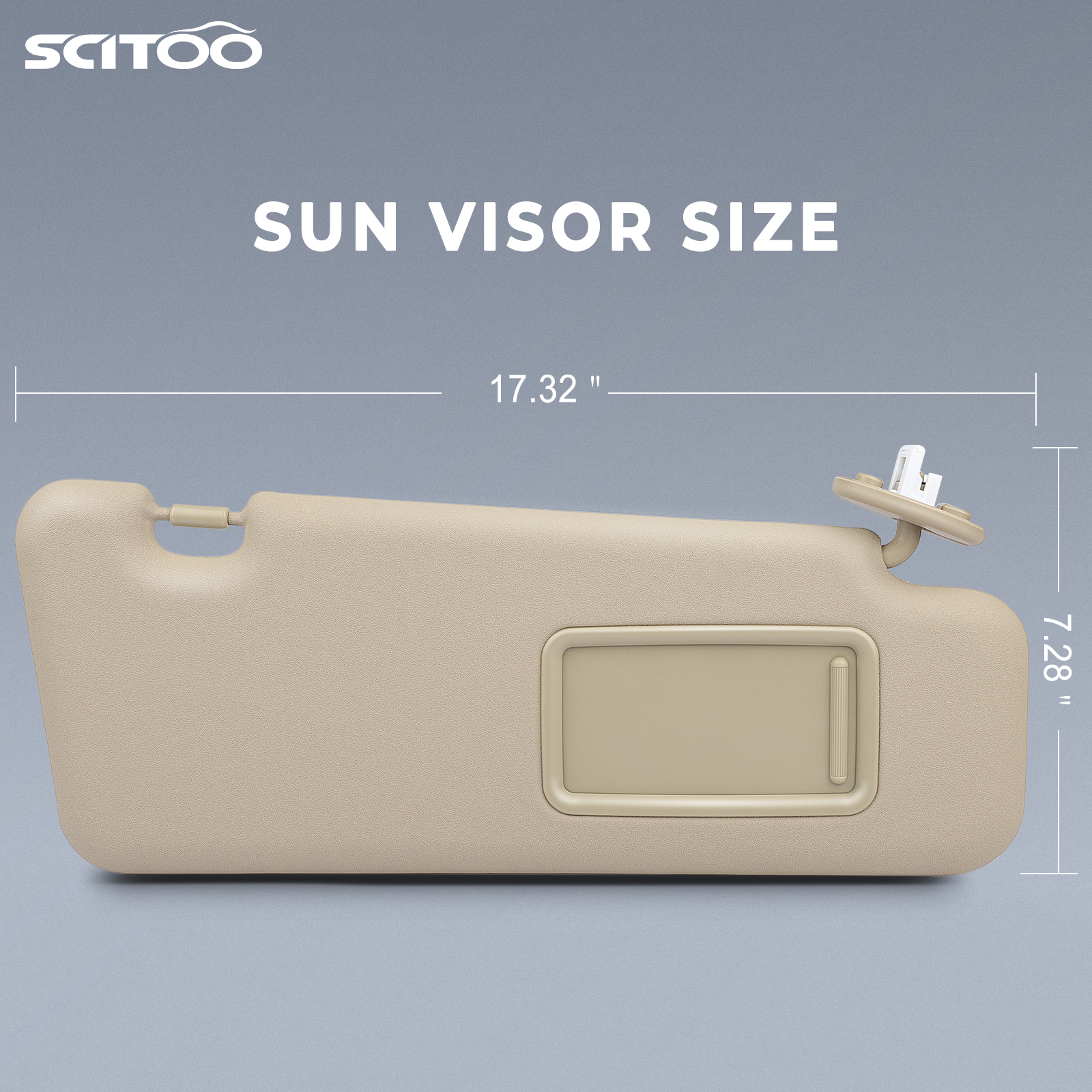 Passenger Right Sun Visor For Toyota Highlander 2008-2013 – Beige, Extendable, Mirror, Direct Fit