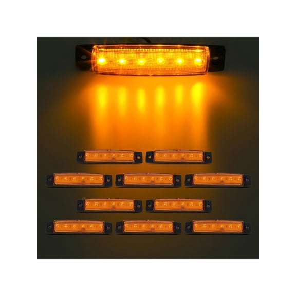 SCITOO Set Of 10 3/8" 6 Led AmberLen AmberLight LED Marker Clearance Indicator Light