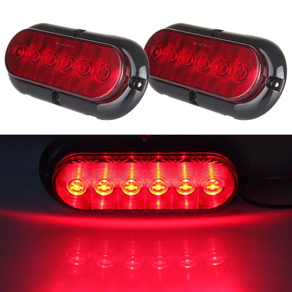 SCITOO Set Of 2 6 Led Red Light Oval 945-R LED Truck Trailer Light Kit Waterproof