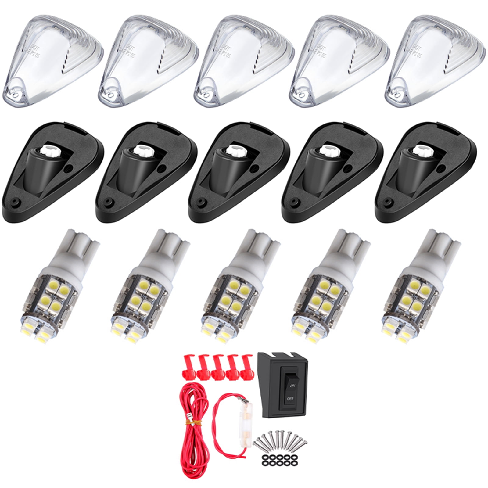 WINETIS 5X Amber Top Roof Cab Marker Lights Lens w/Amber LED Bulbs WINETIS 5X Amber Top Roof Cab Marker Lights Lens w/Amber LED Bulbs