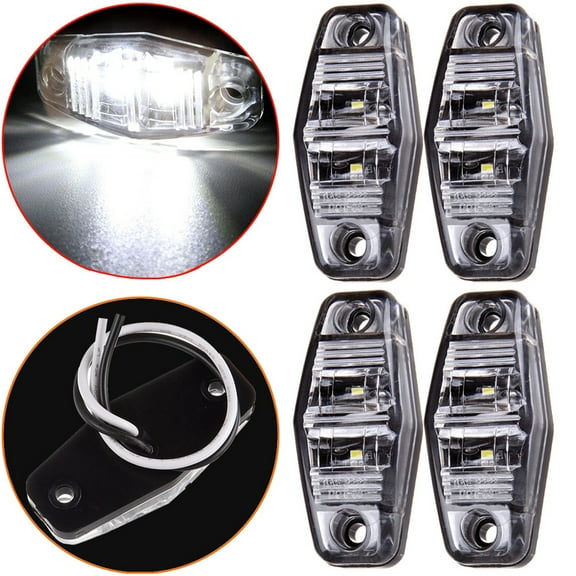 SCITOO Set Of2 2.5" Clear Len Clear Light Oval LED Trailer Truck Clearance Side Marker Light