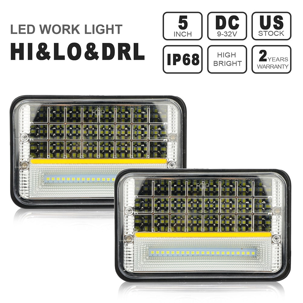 SCITOO Set Of2 5inch Clear Light Rectengular ZS-4665 LED Headlights ...