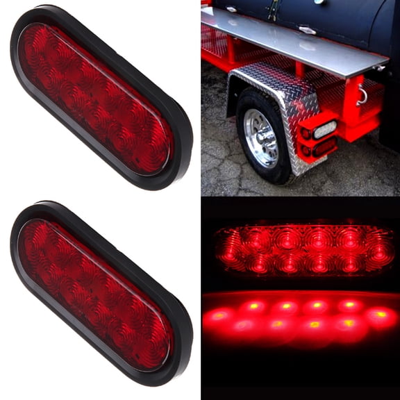 SCITOO Set Of2 6" 10 Led Red Light Oval 988L-R Trailer Tail Lights For Chevy Silverado 3500 2001-2007 2013 For Chevy Silverado 3500 Classic 2007 For Chevy Silverado 3500 2007-2016 For Ford