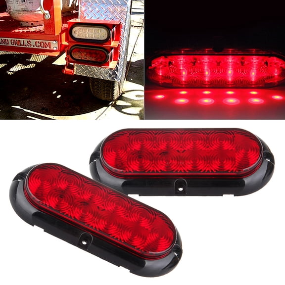 SCITOO Set Of2 6" 10 Led Red Light Oval Oblong 988-1L-R Trailer Tail Lights For Chevy Silverado 3500 2001-2007 2013 For Chevy Silverado 3500 Classic 2007 For Chevy Silverado 3500 2007-2016