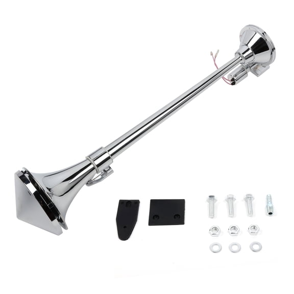 SCITOO Single Trumpet Air Horn Loud12V 105db, Single Air Horn chrome zinc(silver) Easy to Install, Electric Trains Horns for Any 12V Vehicles