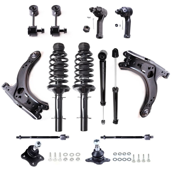 SCITOO Strut Shock for 1998-2001 for Volkswagen Beetle Front Complete Strut Spring Assembly Rear shock basorber Control Arm Ball Joint Rack End Stabilizer Bar Link Tie Rod End 14PCS