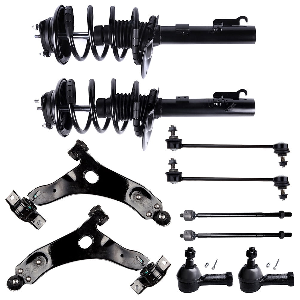 SCITOO Struts and Shock Front Pair Complete Strut Coil Spring Assembly Shocks Control Arm and Ball Joint Assembly Stabilizer Bar Link Tie Rod End fit 2006-2010 for Ford Focus