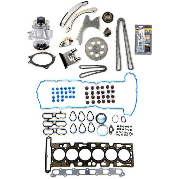 SCITOO Timing Chain Kit for Oldsmobile Bravada for Chevrolet Trailblazer for Isuzu Ascender for Buick Rainier for GMC Envoy for Saab 9-7x 4.2L 02-05 Head Gasket Set Water Pump
