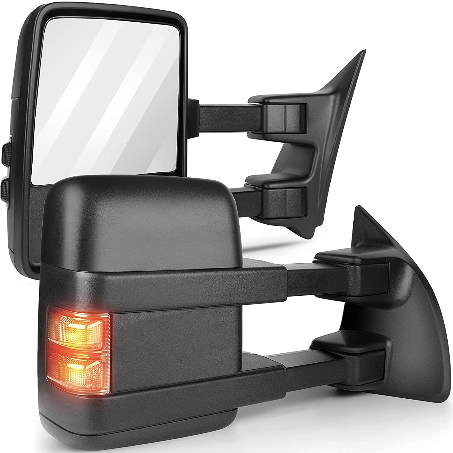 SCITOO Tow Mirrors fit for 1999-2016 for Ford for F250 for F350 for F450 for F550 Super Duty Pickup Manual LED Smoke Signals Lamps View Mirror Pair