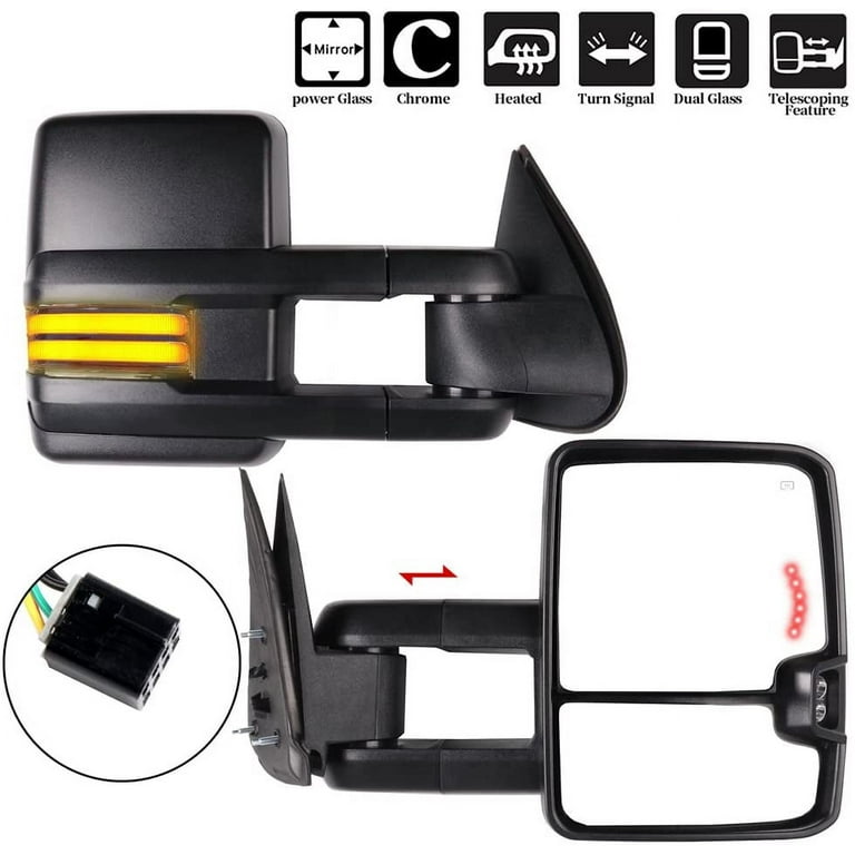 SCITOO Towing Mirrors Tow Mirrors Black Truck Mirrors fit for 1999-2002 For  Chevy Silverado For GMC Sierra Pickup with Pair LH RH Power Adjusted