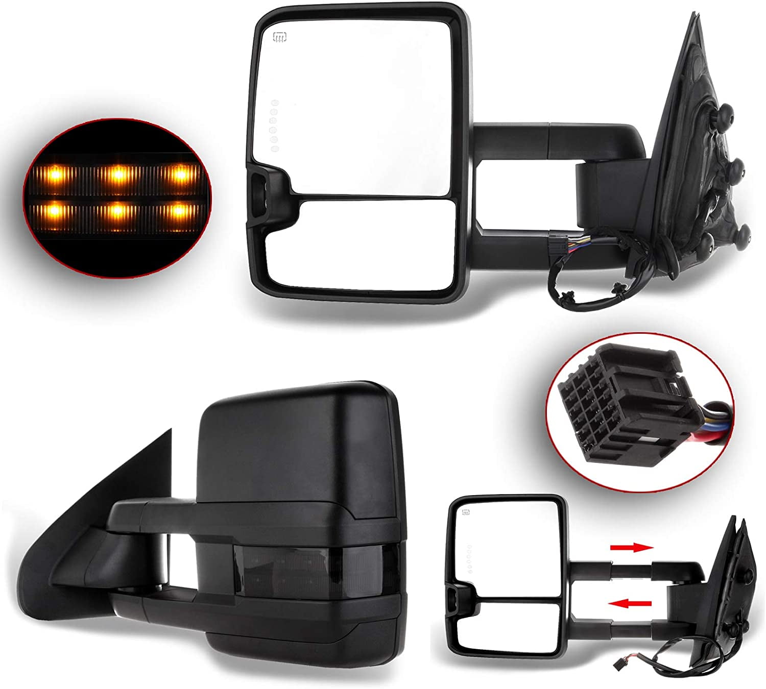 SCITOO Power Heated Towing Mirrors With Turn Signal - Replacement For 2019-2022 Chevy Silverado GMC Sierra 2500/3500