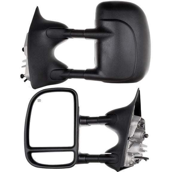SCITOO Towing Mirrors Tow Mirrors Black fit for 1999-2007 For Ford For F250/For F350/For F450/For F550 Super Duty with Pair LH RH Power Adjusted Heated No Turn Signal Light with Conversion Plug