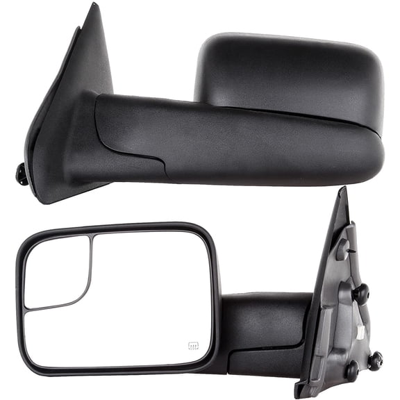 SCITOO Towing Mirrors Tow Mirrors Black Truck Mirrors fit for 2002-2008 for Dodge for Ram 1500 2003-2009 for Dodge for Ram 2500/3500 with Pair LH RH Power Adjusted Heated No Turn Signal Light