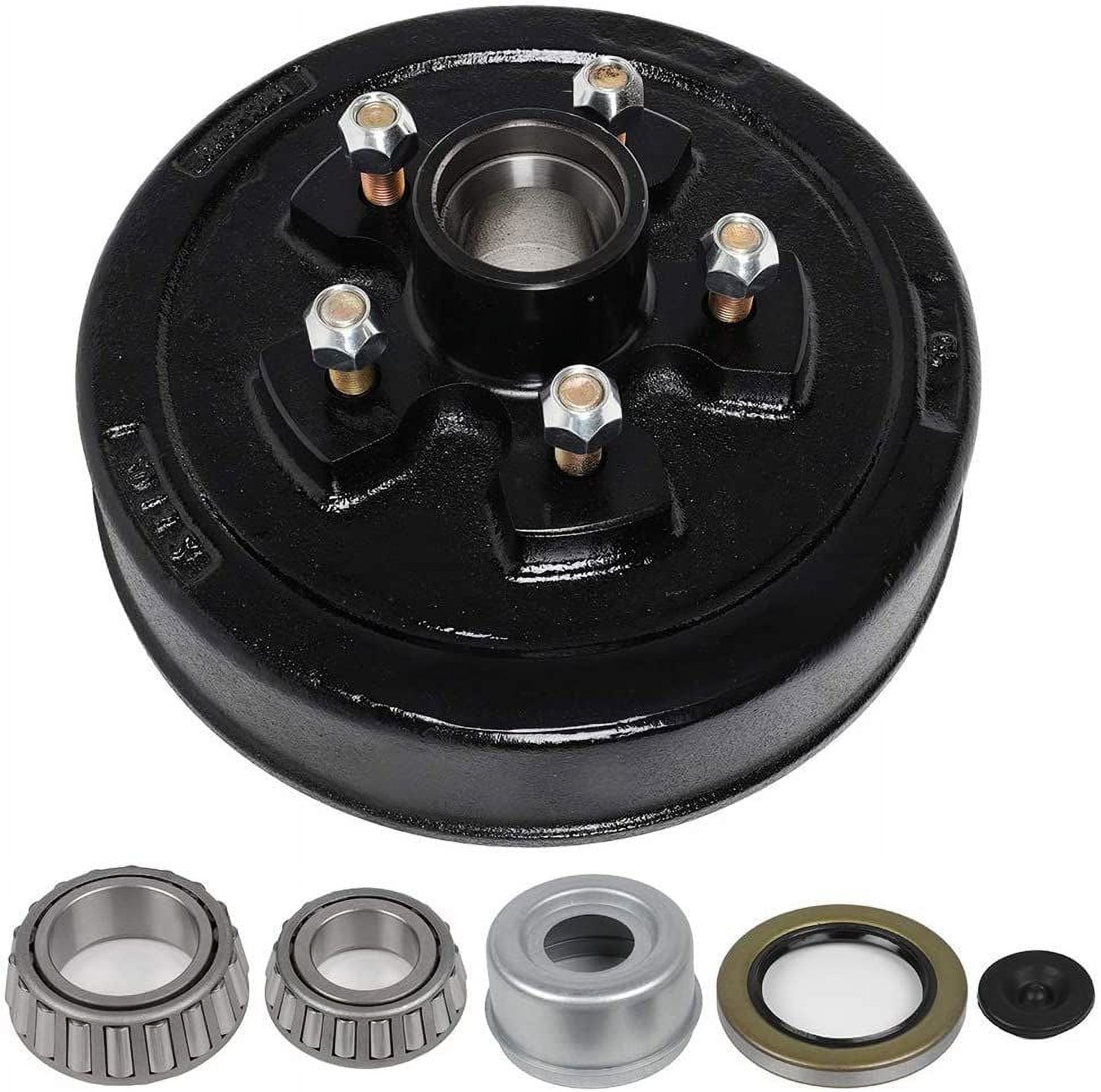 SCITOO Trailer Hub With Brake Drum 8 Lug on 6.5 Hub 12X2 25580 x 14125A Bearing fit For 7000 lbs axle Trailer Paint Black SCITOO Trailer Hub Assembly With Brake Drum