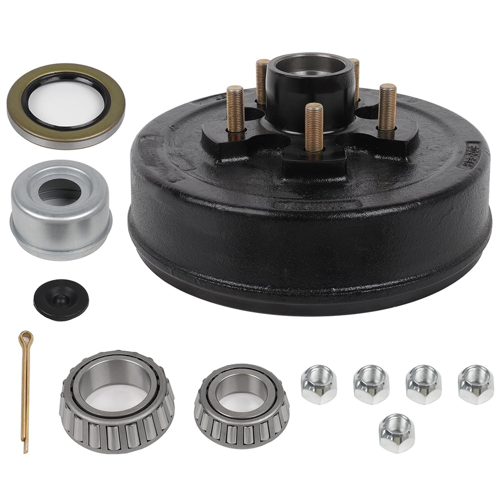 SCITOO Trailer Hub With Brake Drum 8 Lug on 6.5 Hub 12X2 25580 x 14125A Bearing fit For 7000 lbs axle Trailer Paint Black SCITOO Trailer Hub Assembly With Brake Drum