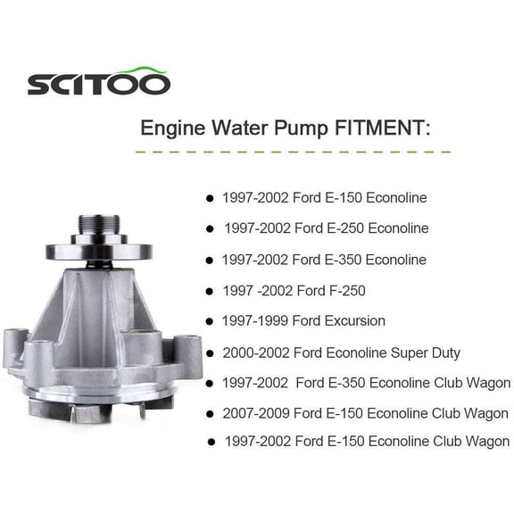 SCITOO Water Pump with Gasket for ford for Lincoln E-150 Econoline E-150 Econoline Club Wagon E-250 Econoline E-350 Econoline E-350 Econoline Club Wagon Excursion Expedition for F-150 4.6L 5.4L AW4122