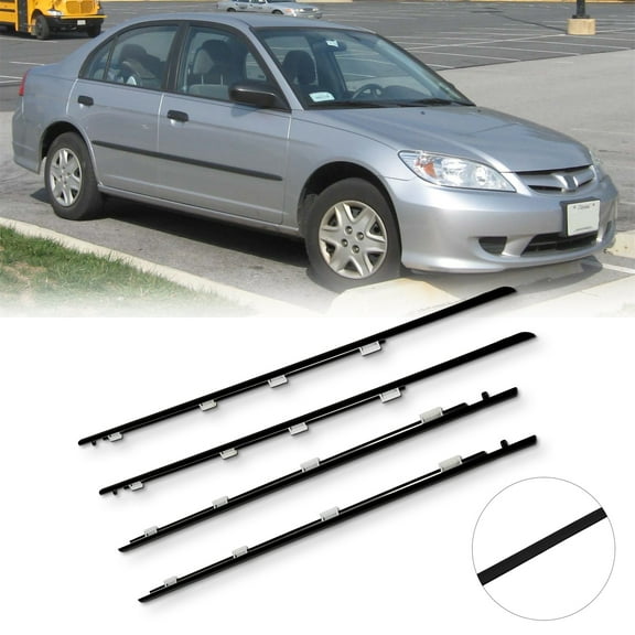 SCITOO Window Molding Trim for Honda for Civic 4 Door 2001-2005 Premium Weatherstrip Window Seal for Enhanced Weather Protection 4pcs Black 72410-S5A-003,72450-S5A-003,72910-S5A-003,72950-S5A-003