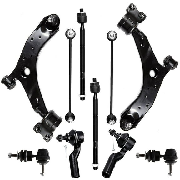 SCITOO 10pcs Suspension Kit - Lower Control Arm And Ball Joints + Inner And Outer Tie Rods + Front And Rear Sway Bar Links 2004-2009 for Mazda 3 2006-2014 for Mazda 5
