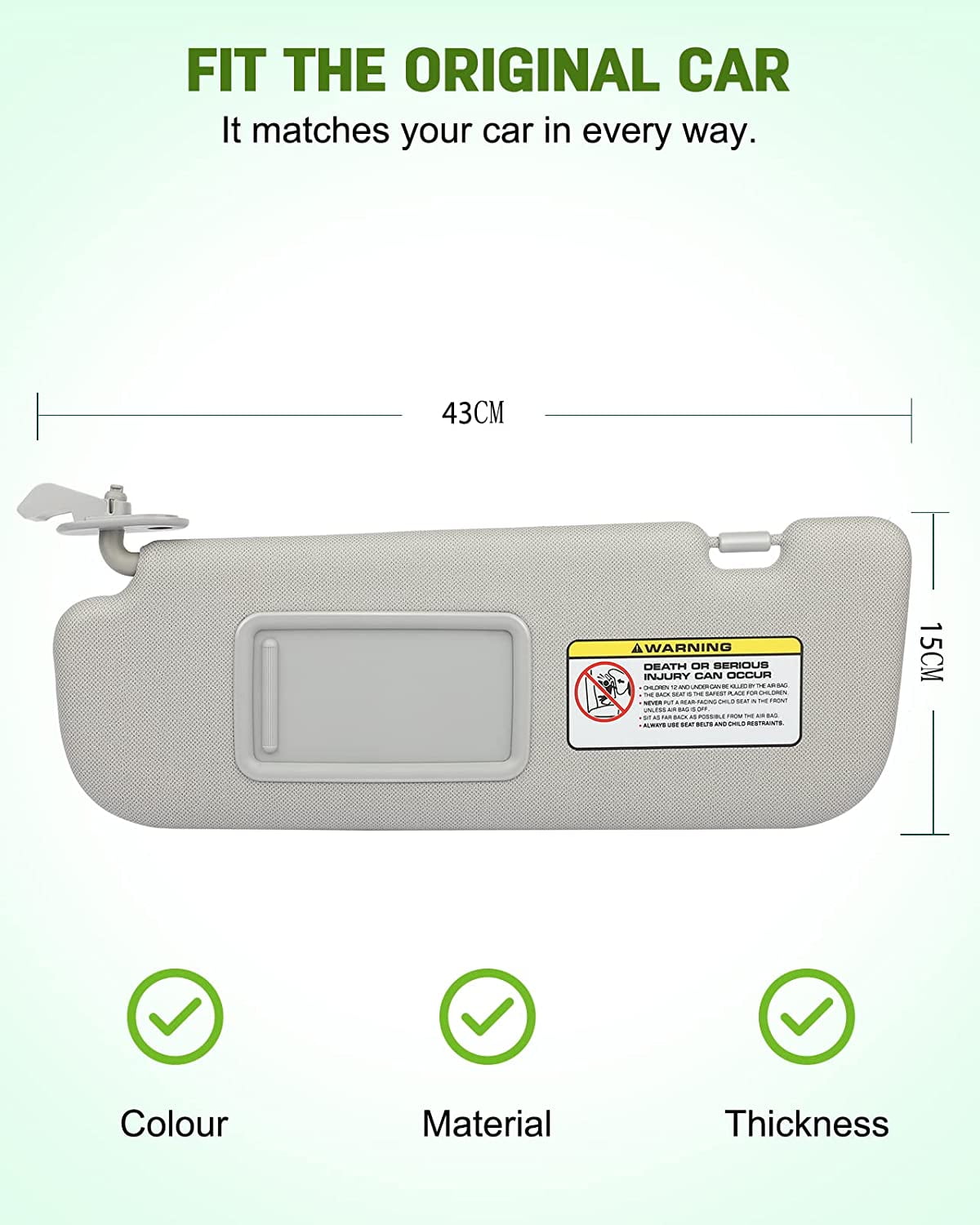 SCITOO Gray Windshield Sun Visor Mirror Left Driver Side Replacement