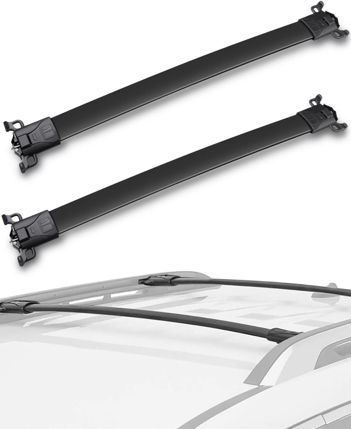 SCITOO Roof Rack Cross Bars Baggage Carrier For Chevrolet Traverse  2009-2017 Black 2 Pcs Roof Top Rack Luggage Carrier W/O C Channel