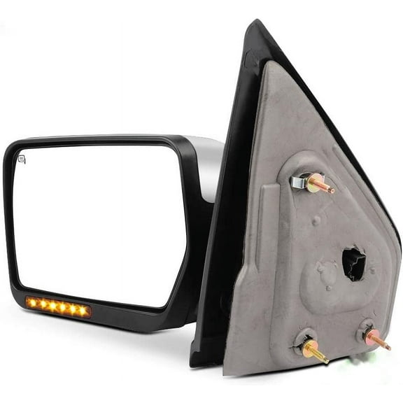 SCITOO Towing Mirror Tow Mirror Chrome Truck Mirror fit for 2004-2014 For Ford F150 Pickup Truck with PC LH Power Adjusted Heated Turn Signal Puddle Light with Reflective Stripe