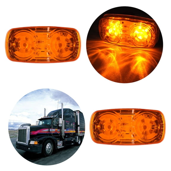 SCITOO fit for Boats Truck Trailer Pickups Universal Side Lights 12LED 2x Amber Side Light Side Marker Clearance Lights Tail Lamps 12V Stop Tail Rear Brake Light