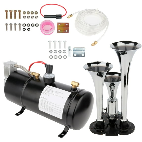 SCITOO 150DB Air Horn Kit 3 Trumpet Air Horn with 150PSI Air Compressor System for Train Car Truck Boat RV