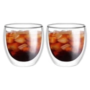 SCJHMY Insulated Double Wall Glass Espresso Cups 5 oz / 150 ml Clear Borosilicate Glass Coffee Latte Cappuccino Cups, Set of 2