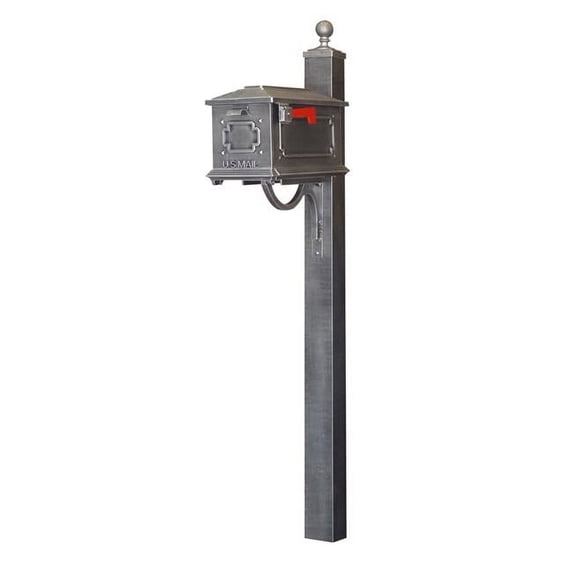 SCK-1017-SPK-710-SW Kingston Curbside with Springfield Mailbox Post, Swedish Silver