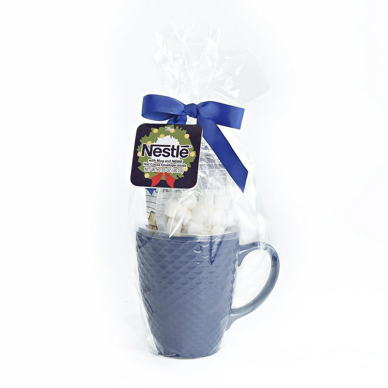SCM Designs Blue Textured Mug Gift with Nestle Hot Cocoa Mix and