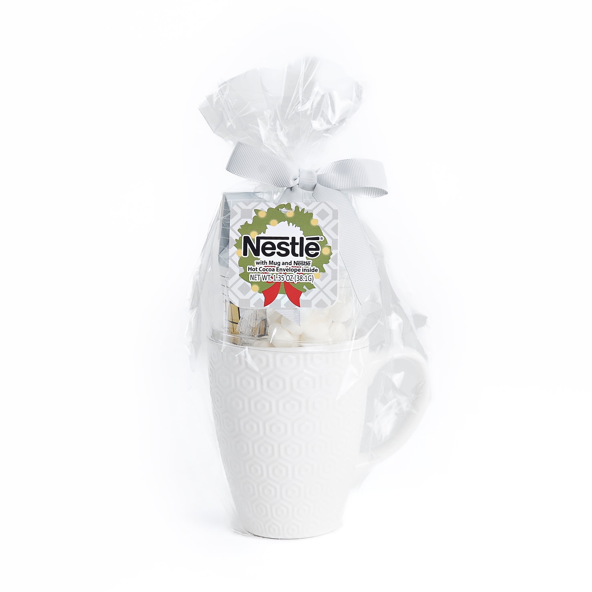SCM Designs White Textured Mug Gift with Nestle Cocoa and Mini Marshmallows