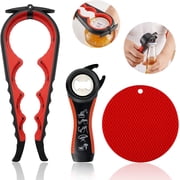 SCNDR Jar Opener for Weak Hands, Seniors with Arthritis, 5 in 1 Multi Function Bottle Opener Lid Opener For Arthritic Hands with Non Slip Rubber Jar opener Gripper Pad (1 set of 3）