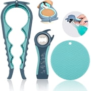 SCNDR Jar Opener for Weak Hands, Seniors with Arthritis, 5 in 1 Multi Function Bottle Opener Lid Opener For Arthritic Hands with Non Slip Rubber Jar opener Gripper Pad 1 set of 3