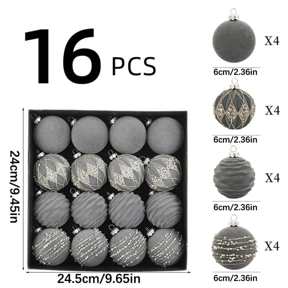 SCNOR 16 Pcs Brown Flocked Velvet Christmas Balls, 2.36 Inch Plastic Hanging Ornaments for Christmas Tree Decor