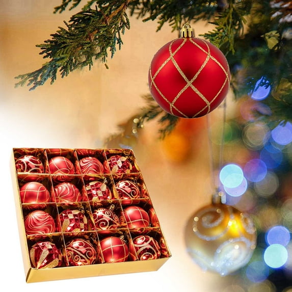 SCNOR 16-Piece Christmas Tree Ornament Balls, Xmas Decoration Gift Set for Holiday Tree Decor