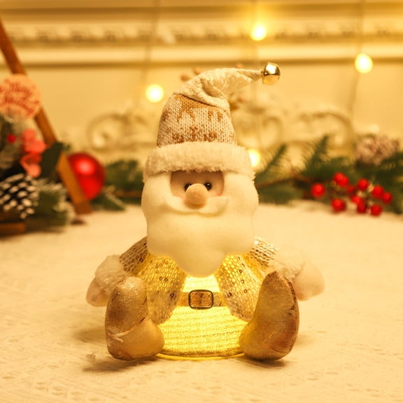 SCNOR 3-Piece Christmas Illuminated Figurines Set - LED Warm Glow Fabric Santa/Snowman/Reindeer, 6-8 In Desktop/Mantel/Shelf Holiday Decor, Ideal Christmas Gift for Family