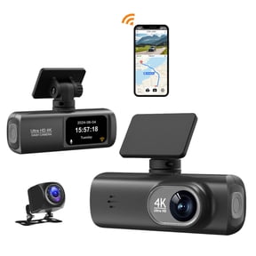 SCNOR 4K Dual Dash Cam Front and Rear, WiFi GPS, Parking Mode, 2.5K 1080P, Night Vision, G-Sensor, Loop Recording, with App for Car