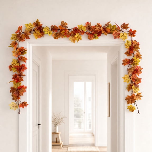 SCNOR Artificial Fall Maple Leaf Garland, 6.5 Ft 36 Leaves Autumn Vine Thanksgiving Mantel Fireplace Stair Decor