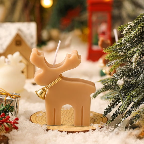 SCNOR Christmas Deer Shaped Scented Candle - Aromatherapy Candle for Christmas Decor, Holiday Gift, Beige Wax Candle, Festive Ornament