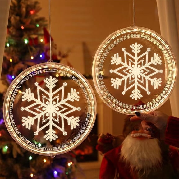 SCNOR Christmas LED String Lights, Battery Operated Suction Cup Lights with Acrylic Snowflake Pendants, Multi-Color Neon Effect for Indoor Outdoor Window Decor