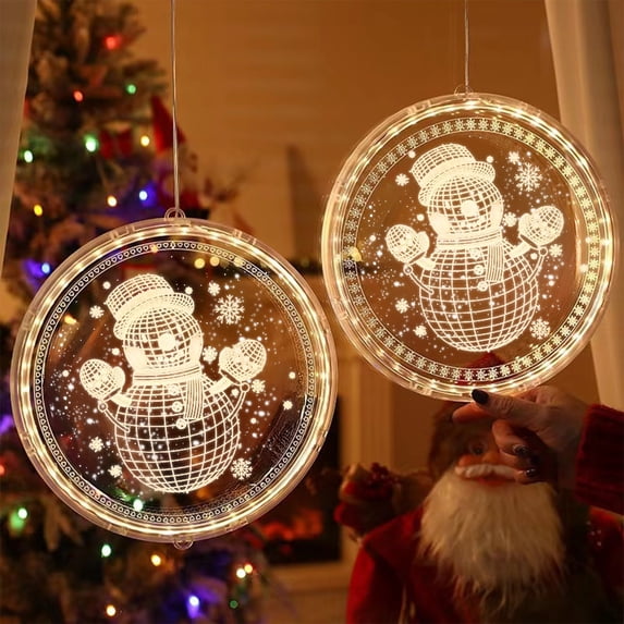 SCNOR Christmas LED String Lights with Suction Cups, Acrylic Pendants, Neon Effect - Battery Operated Indoor Outdoor Holiday Decor