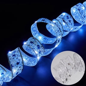 SCNOR Christmas Ribbon String Lights, Blue Star 3M 30LEDs Indoor Outdoor (Batteries Not Included)