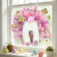 thumbnail image 1 of SCNOR Easter Bunny Wreath with Flocked Bunny and Pom Pom Tail, Pastel Gingham Ribbon Decor, Spring Easter Wreath for Front Door Indoor Outdoor, 1 of 6